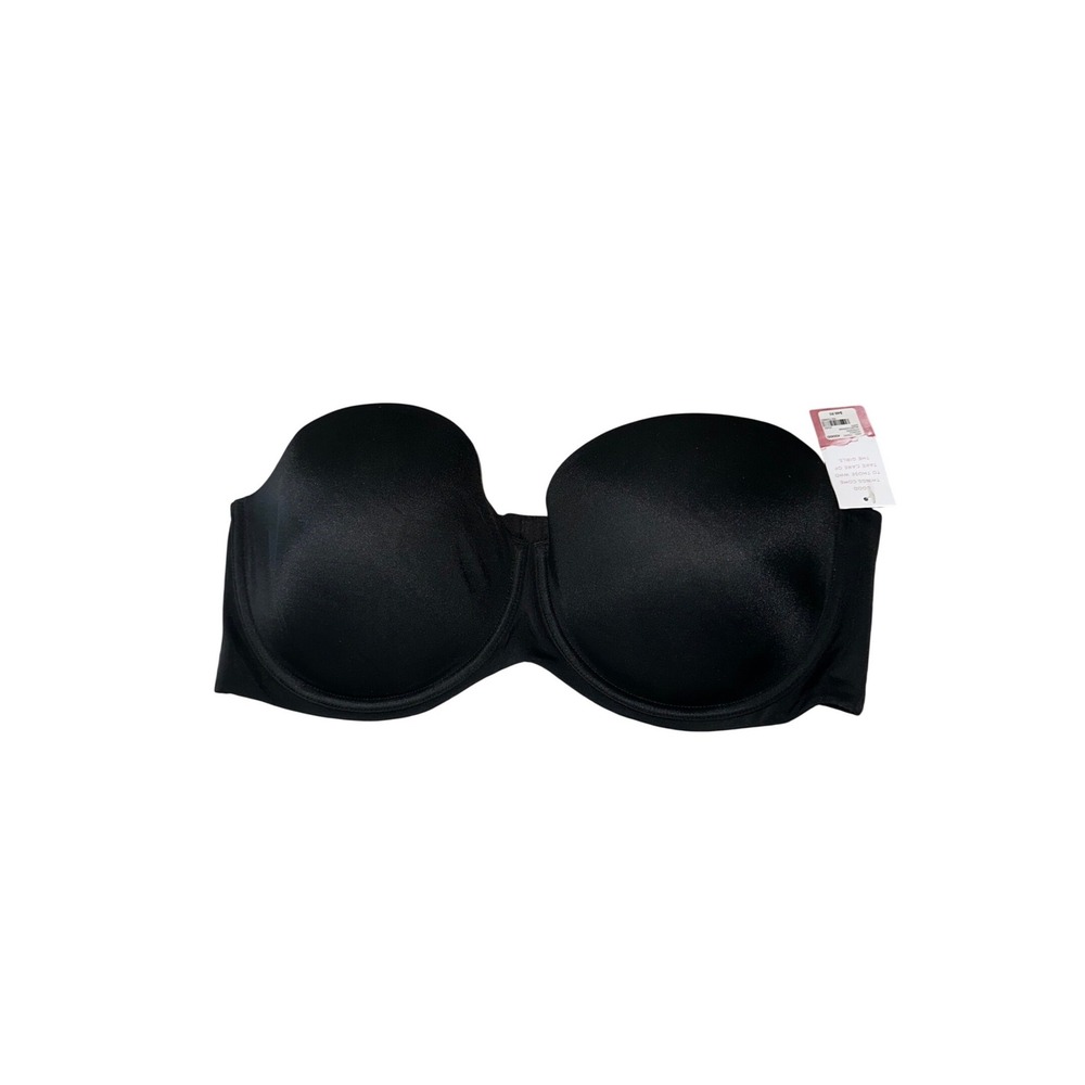 Cacique Lightly‎ Lined Multi Way Strapless Black Bra Size 42DDD New